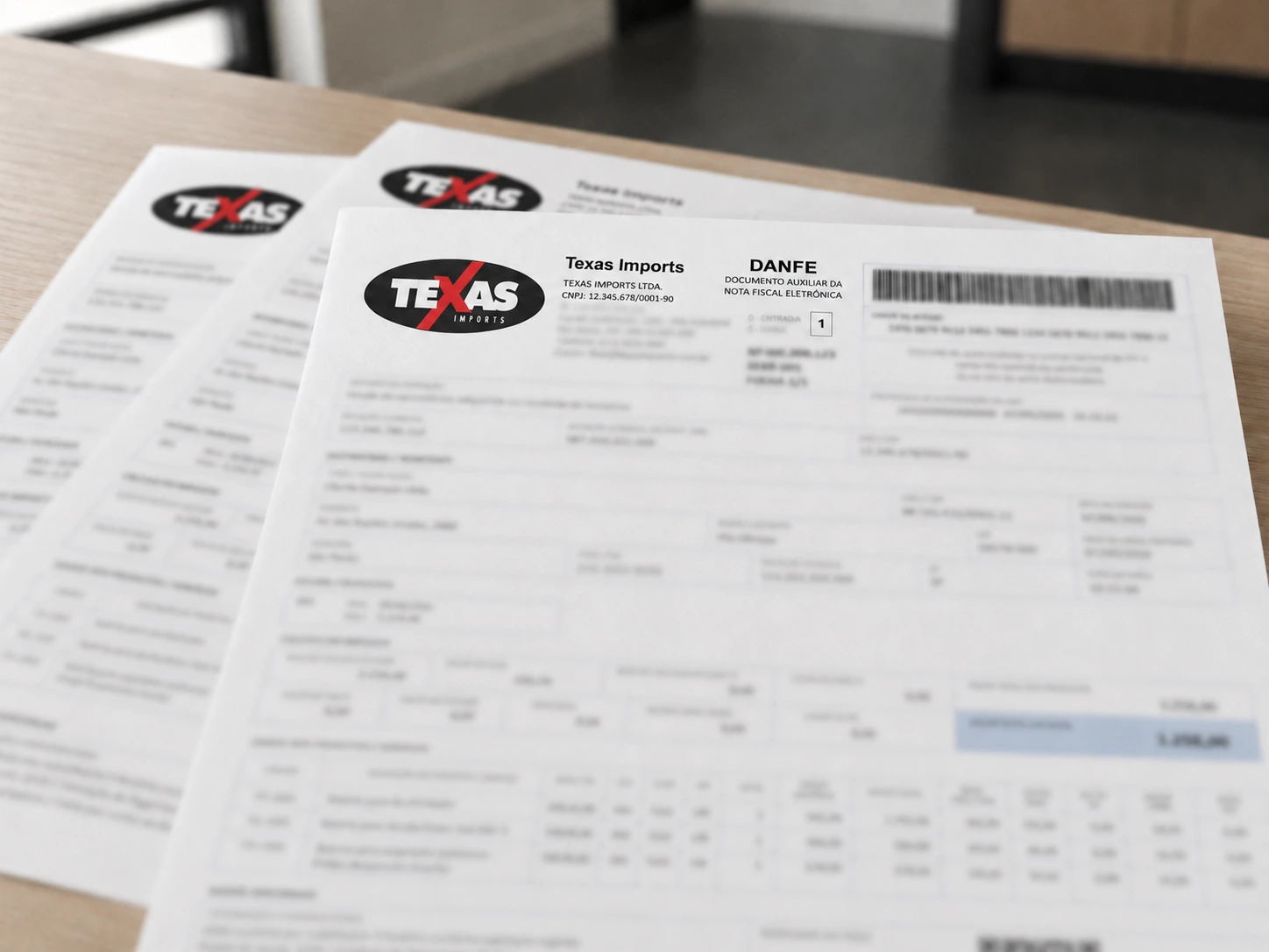 Notas fiscais emitidas pela Texas Med para documentar a compra